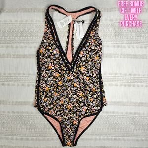 BCBGeneration Floral Racerback One Piece Swimsuit Size M NWT